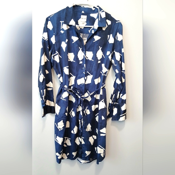 NIC+ZOE Dresses & Skirts - NIC & ZOE Mosaic Multi Printed Button Down L/S Belted Shirt Dress Women's Small